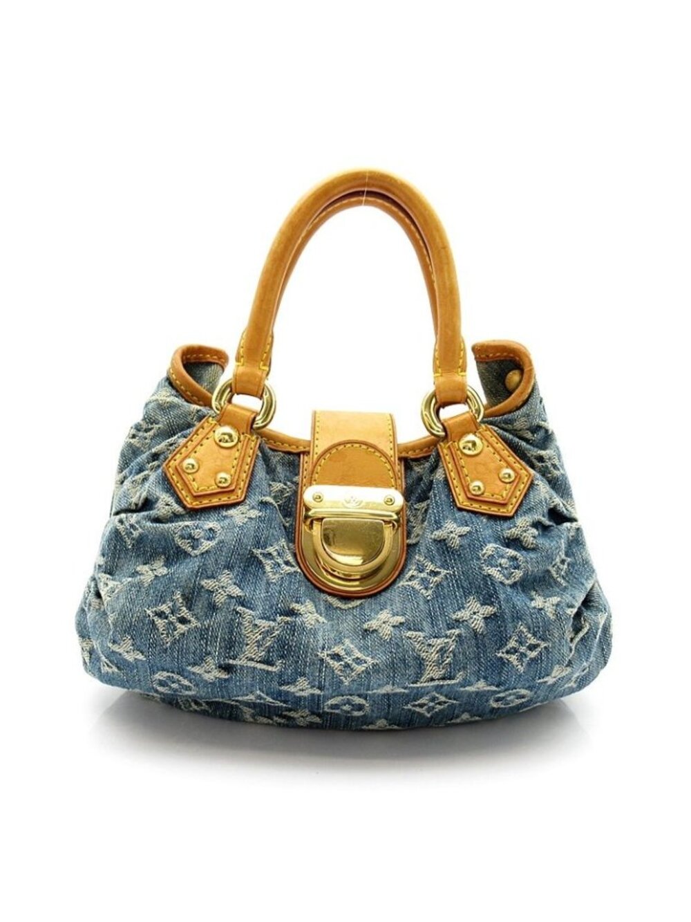 Louis Vuitton Pleaty Monogram Denim Handbag Blue
